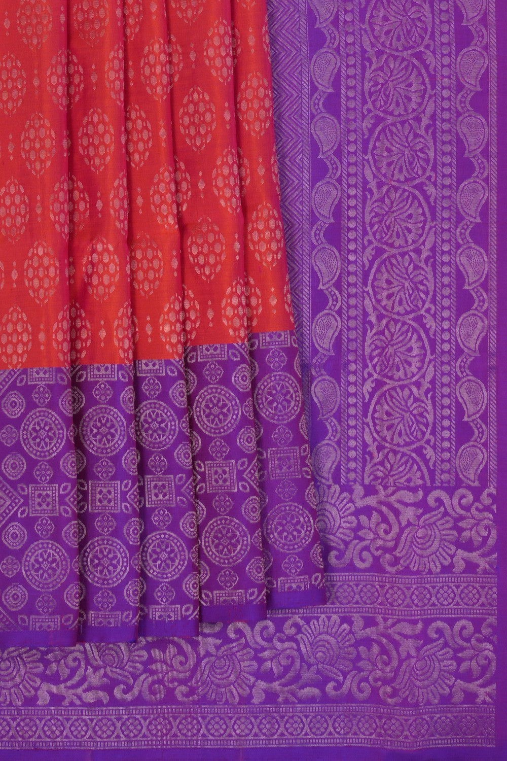 Image of Orange South Silk Saree